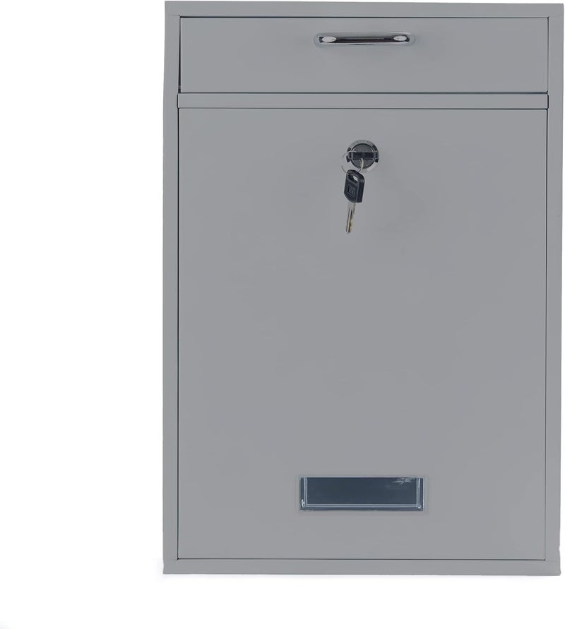 Yulli Wall Mounted Locking Vertical Dropbox Mailbox - Safe and Secure (Large) | Made with Galvanized Steel (Light Gray) - Image 1